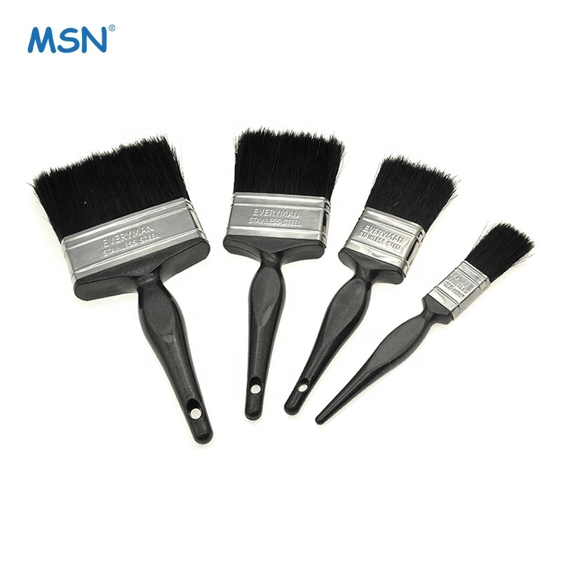 MSN china factory price synthetic filament bristle mixed black plastic handle paint brush