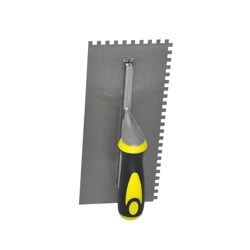 MSN Square Tiling Trowel Rubber Handle Mirror Polish Stainless Steel Blade Notch Stud Welding Trowel