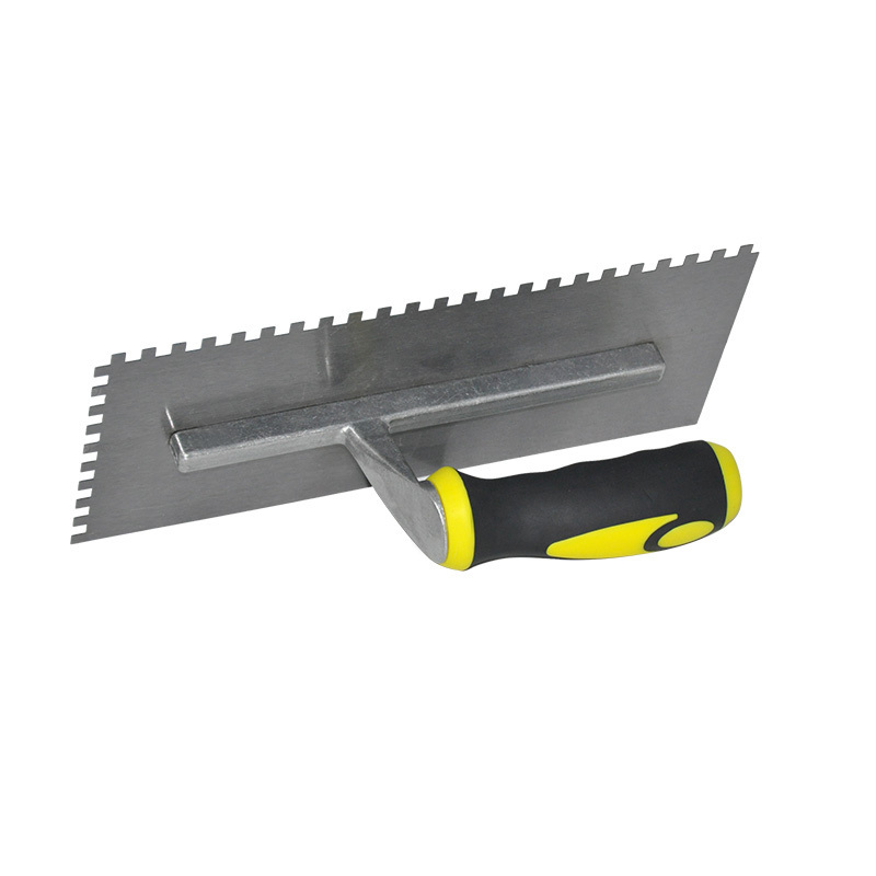 MSN Square Tiling Trowel Rubber Handle Mirror Polish Stainless Steel Blade Notch Stud Welding Trowel