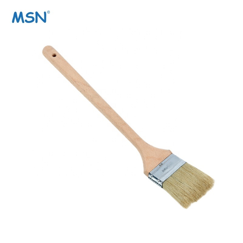 MSN1330 pure bristle long wooden bent handle radiator paint brush wool brushes multi angle radiator paint brush