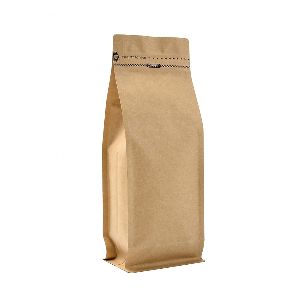 340g 12oz 0.75lb High Barrier Kraft Paper Coffee Bags Flat Bottom Coffee Pouch with Air Release Valve and Pull Tab Side Zipper