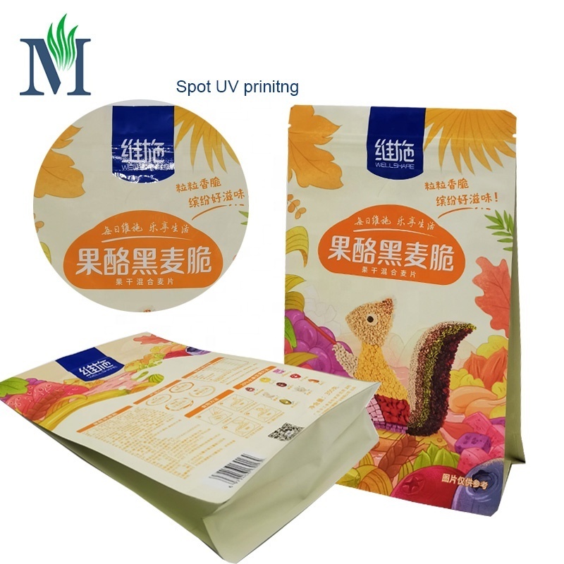 Custom Printing Resealable Flat Bottom 8 Side Seal Foil Dog Cat Treat Snack Protein Powder Pouch Packaging