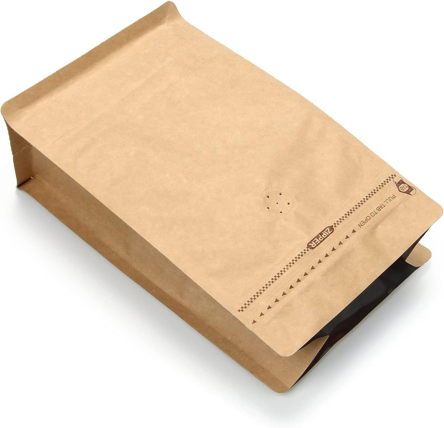 340g 12oz 0.75lb High Barrier Kraft Paper Coffee Bags Flat Bottom Coffee Pouch with Air Release Valve and Pull Tab Side Zipper