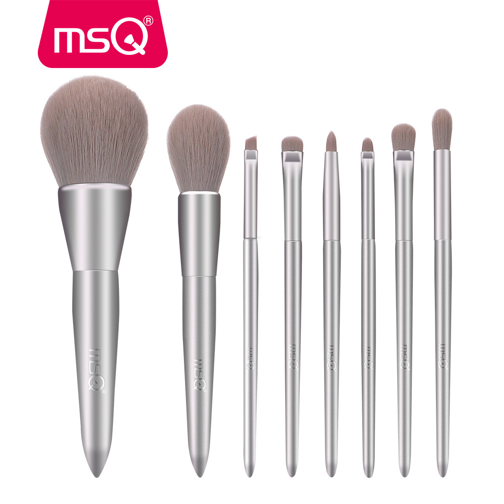 MSQ SILVER SNOW 8pcs Makeup Brushes Set Powder Eyeshadow Make Up Brush Kit Soft Synthetic Hair Wood Handle Cosmetic Tool