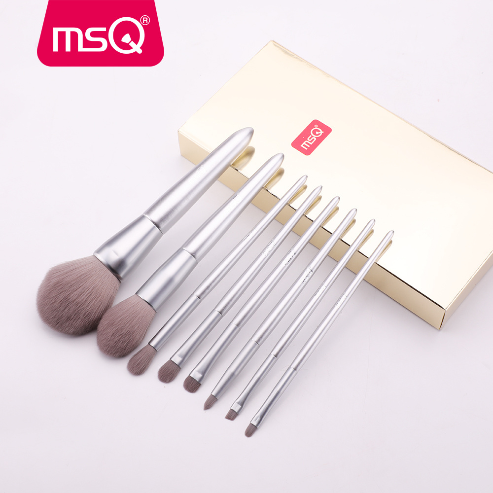 MSQ SILVER SNOW 8pcs Makeup Brushes Set Powder Eyeshadow Make Up Brush Kit Soft Synthetic Hair Wood Handle Cosmetic Tool