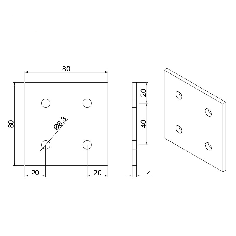 china supplier  6053 40*40 door hole cover plate 40 plate 4040 for aluminum profile 30 40  for robot shelf table line