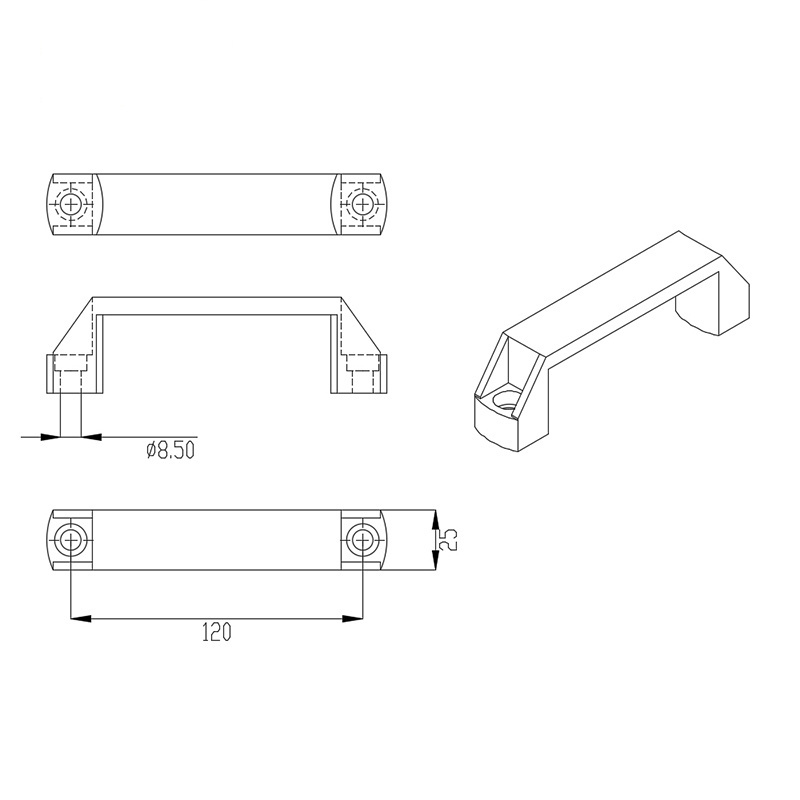 Black 120mm aluminium door handle cabinet furniture handle for T slot extruded aluminium profile#3022