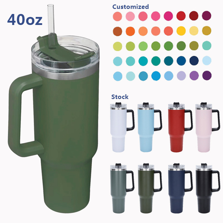 modern style double walled 40 oz tumbler wholesale bulk 40oz stainless steel insulated vacuum tumbler with handle lid and straw