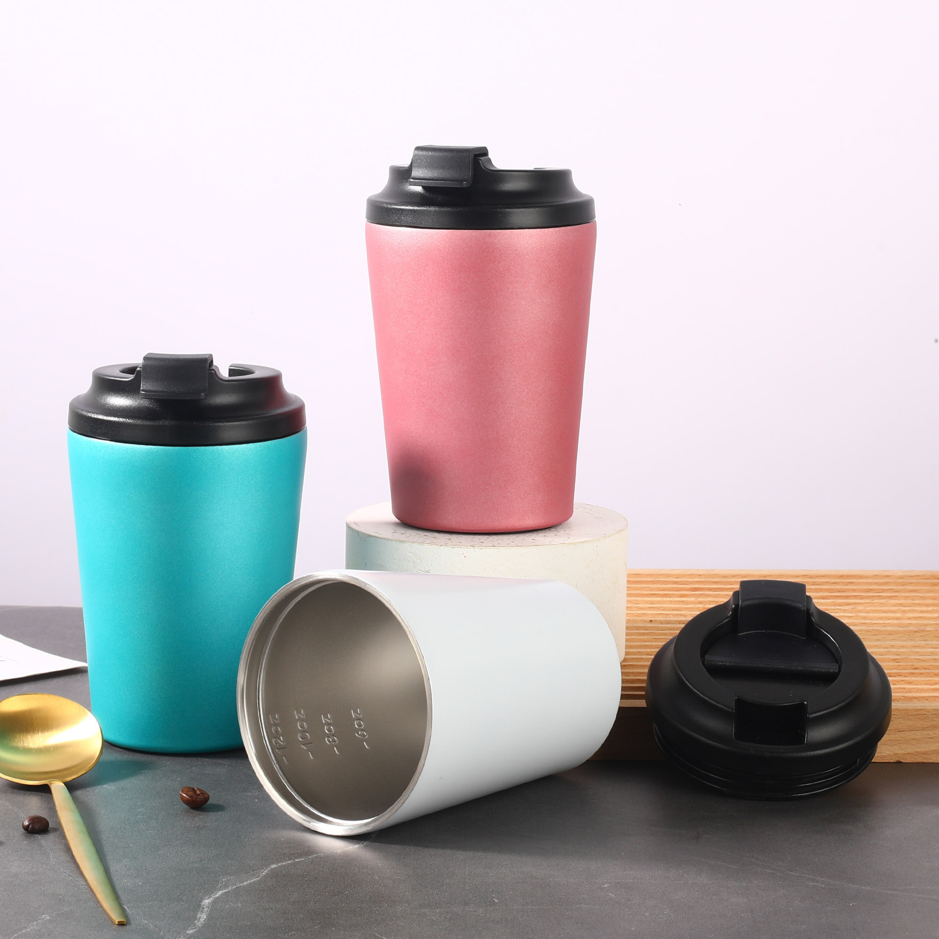 New Fashion Wholesale Reusable Double Wall Vacuum Metal Thermal Coffee Mugs Custom Travel 350ml 12 oz Stainless Steel Coffee Mug