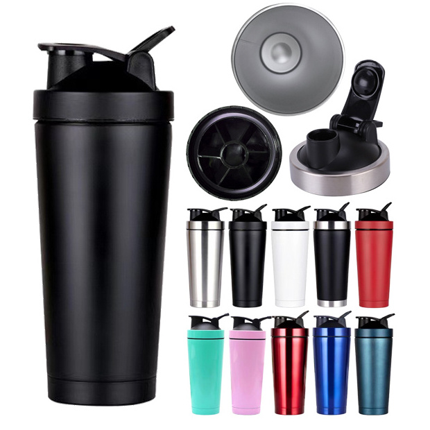 portable custom 500ml 750ml blender bottle insulated stainless steel blender protein shaker bottle cup