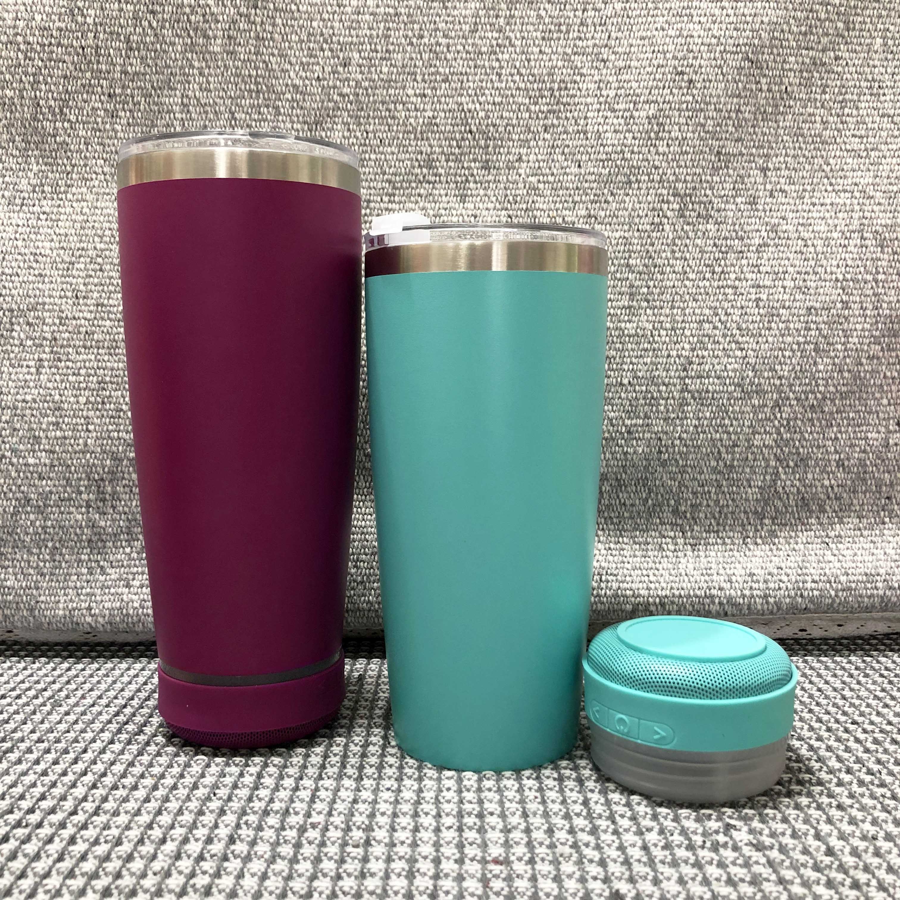 2024 New 20oz music hot and cold stainless steel drink water bottle speaker tumbler cup with LED bluetooth speaker tumblers lid