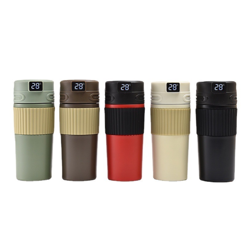 400ml Smart touch display LED vacuum steel termo water bottle tumbler digital coffee mug with temperature lid portable handle