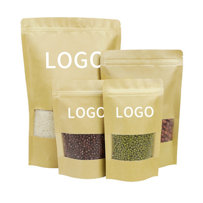 Factory Biodegradable Food Packaging Bag Bolsas Papel Kraft Package Stand Up Pouch Zip Lock With Window