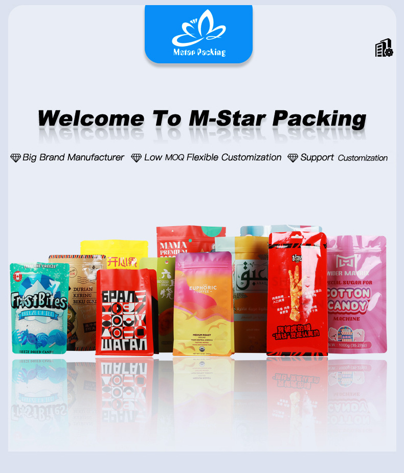 Factory Price Food Packaging Bag Stand up Pouch Bag with Clear Window Kraft Paper Gravure Printing Yellow Zipper Top