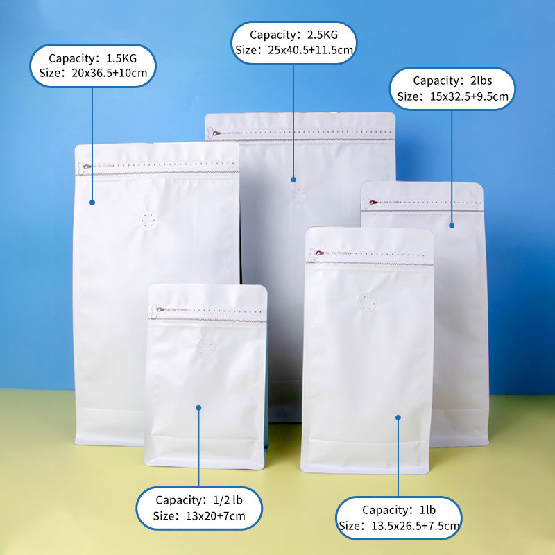 Custom printed 100g 250g 500g flat bottom coffee bags with valve and zipper for coffee bean/tea packaging