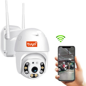 Tuya Smart Wireless Outdoor Security PTZ Camera Waterproof Auto Tracking Human Detection IP Network Camera