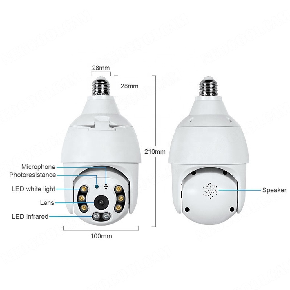 Hot Selling Outdoor Waterproof WIFI Light Bulb Camera 360 Degree Wireless Lamp Holder Auto Tracking PTZ Bulb Camera