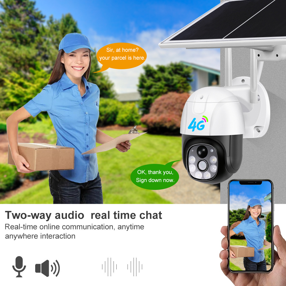 Q26 V380 Wireless Security Solar Outdoor Camera 3MP 4G PTZ Camera De Surveillance With Solar Panel Powered