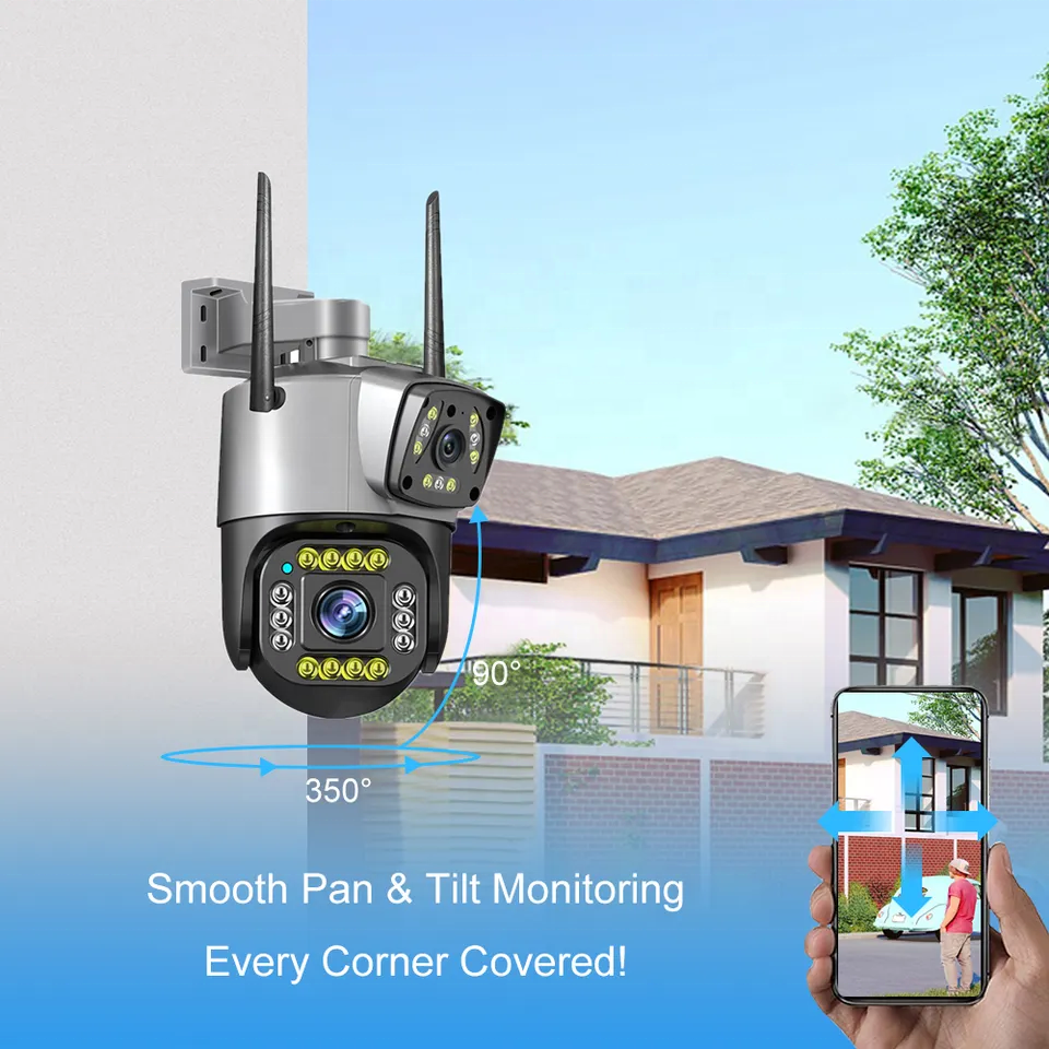 V380 Dual Lens Bullet PTZ WIFI Camera Wireless Security CCTV IP Outdoor Surveillance Security Camera Waterproof