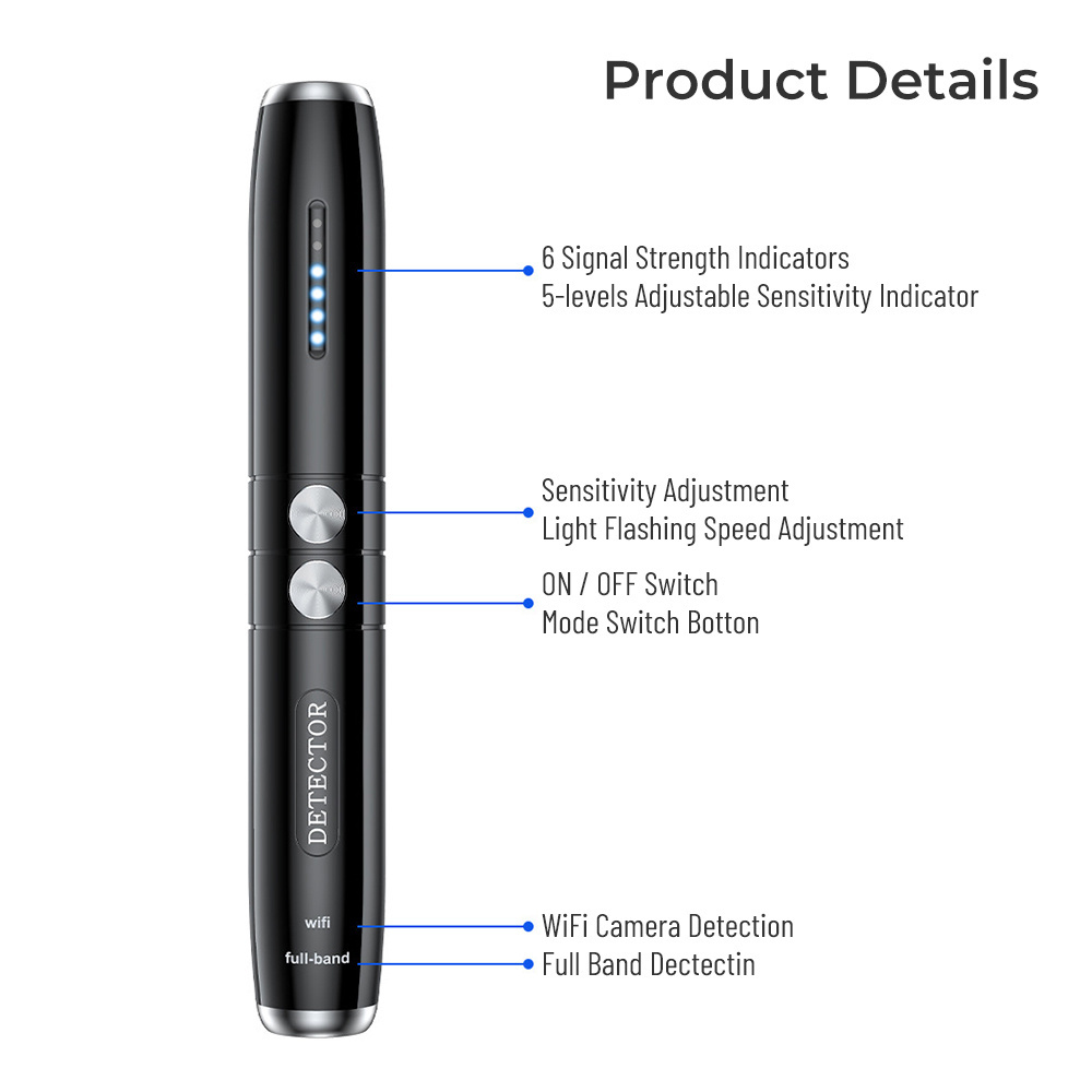 Anti Spy Portable Pen Design Signal Detector T8 Wireless RF Radio Scanner Camera Detector GPS GSM Finder