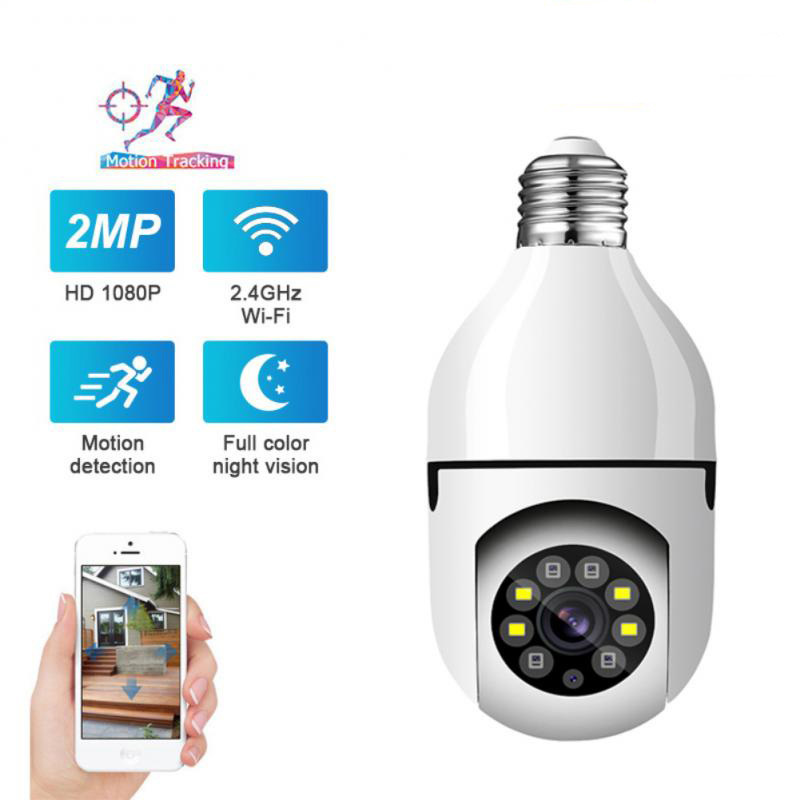 Hot Selling 360 Panoramic Wireless Bulb Camera Outdoor Security  Light Bulb Camera PTZ Wifi IP Camera