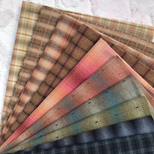 10 Colors Japanese Yarn-Dyed Fabric Handmade Diy Patchwork Fabric 100% Cotton Checked Fabric For Shirts Lightweight Suits