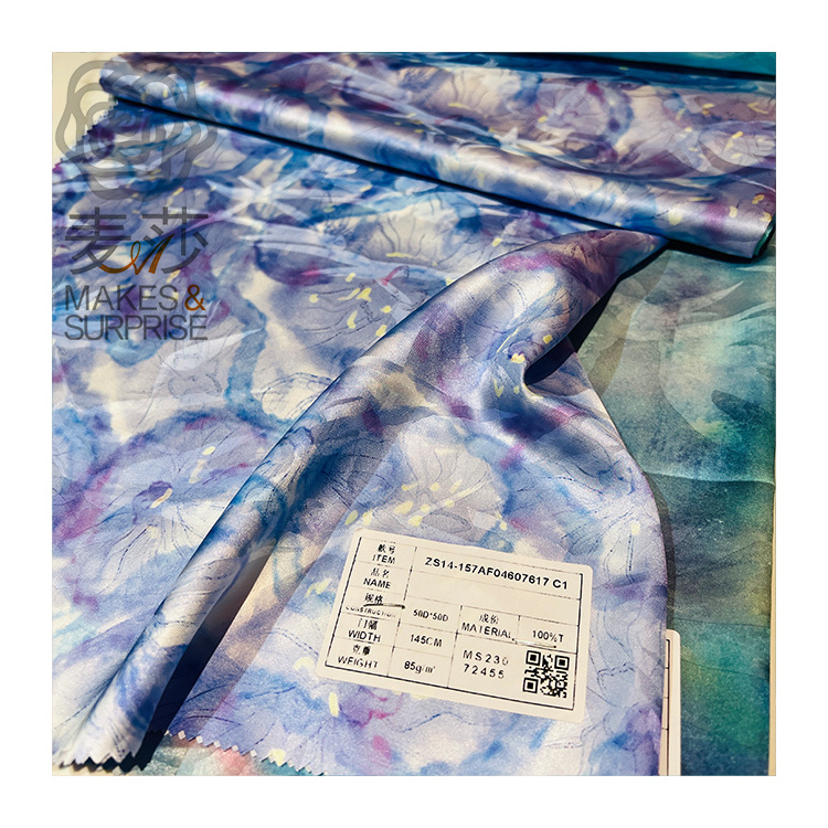 Stock Polyester Microfiber Fabric Bamboo Print Terylene Silk Jacquard Lurex Fabric Tie Dye Fabric