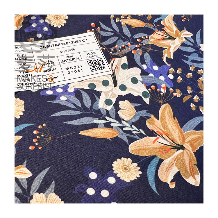 Liberty cotton fabric certified organic cotton digital custom woven textiles fabric printing online