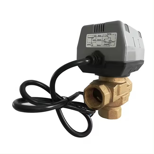 Brass Motorized Electric Valve Under Floor Heating System Accessories Water Flow Control Switch