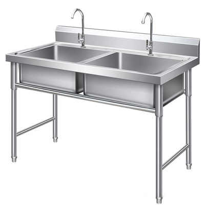 Hot Sale Kitchen Double Bowl Free Standing Heavy Duty Stainless Steel Sink Stand Commercial Kitchen Sink