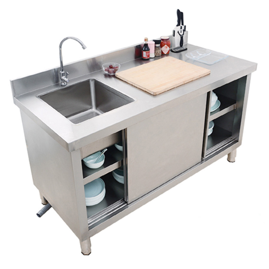 commercial kitchen sink wash basin cabinet Single bowl free standing heavy duty stainless steel sink stand