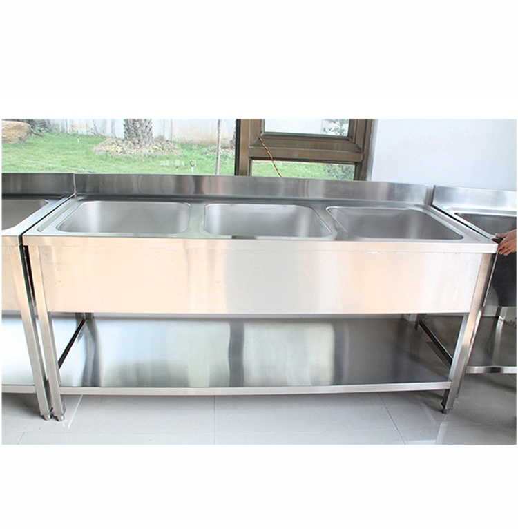 Chinese Factory Direct Stainless Steel Commercial Kitchen Compartment Sink in Restaurant