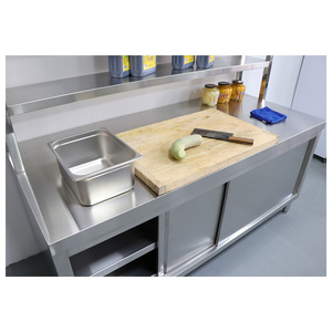 stainless steel work table commercial storages kitchen cabinet counter with sliding door sink cabinets