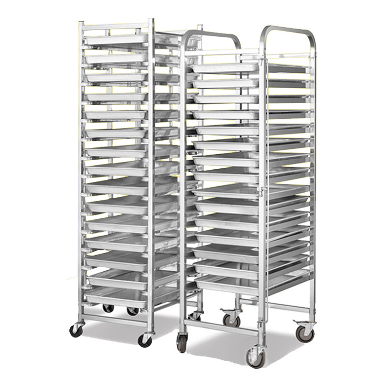 Multilayer Stainless Steel Bakery Bread Cooling Trolley / Tray Rack Trolley