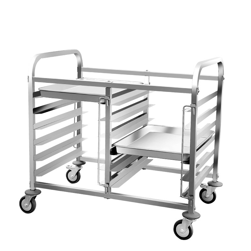 Multilayer Stainless Steel Bakery Bread Cooling Trolley / Tray Rack Trolley