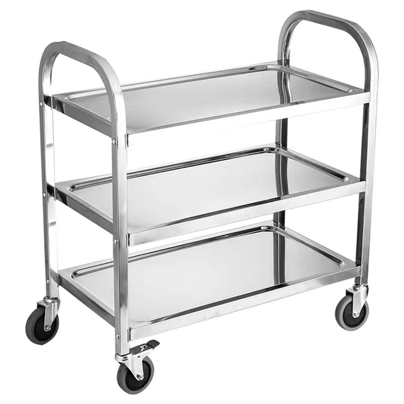 High Quality Cheap Prices Restaurant Stainless Steel Kitchen Food Trolley Dining Service Cart With Wheels