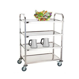 High Quality Cheap Prices Restaurant Stainless Steel Kitchen Food Trolley Dining Service Cart With Wheels