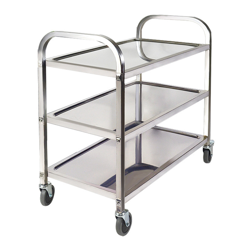 High Quality Cheap Prices Restaurant Stainless Steel Kitchen Food Trolley Dining Service Cart With Wheels