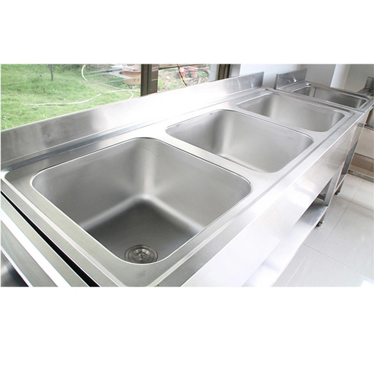 Custom Size 18 16 Gauge 3 Compartment Sink Commercial Stainless Steel Restaurant Washing Sink