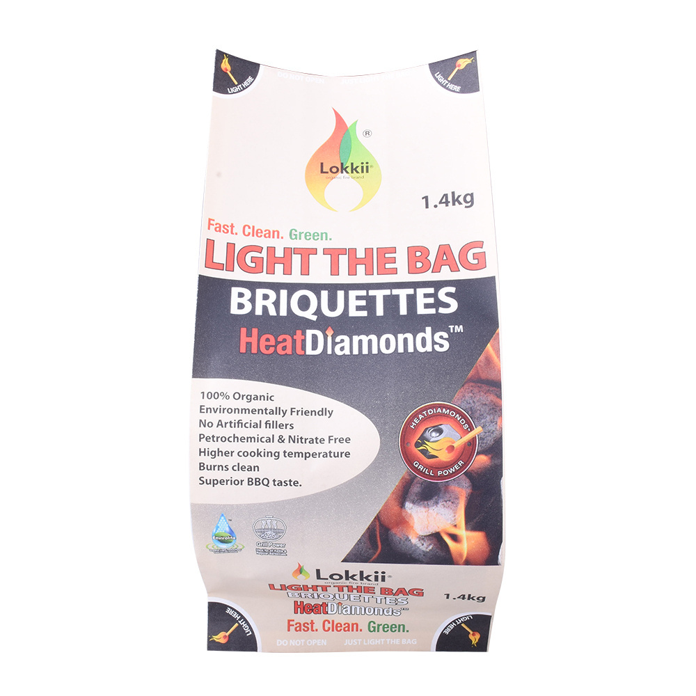 Custom Printed BBQ Charcoal Briquette Packaging Pouch Bag