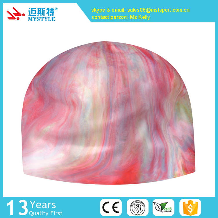 adult silicone 3D dome swim cap with ear protection