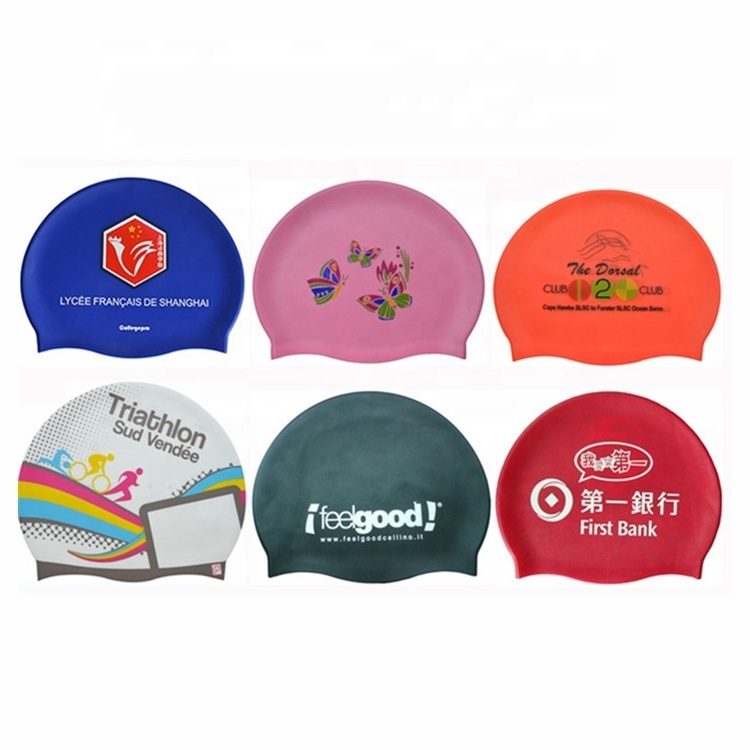 Swim caps racing of college logo swim caps paint for silicone swimming cap