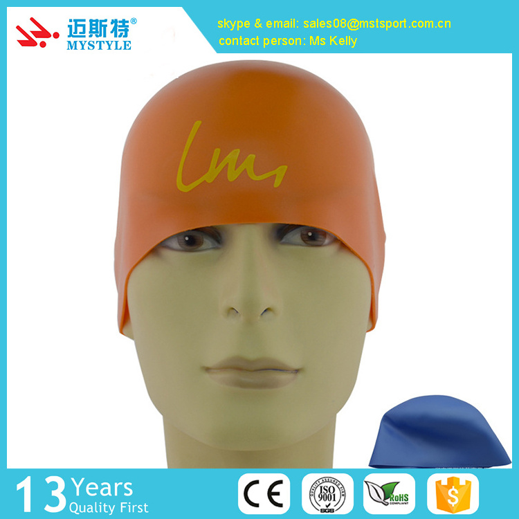 adult silicone 3D dome swim cap with ear protection