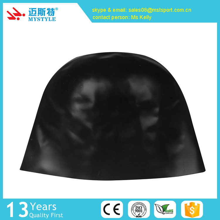 adult silicone 3D dome swim cap with ear protection