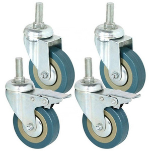 Factory Wholesale Heavy Duty 75mm 3" caster wheels Swivel Castor with Brake Trolley Casters wheels