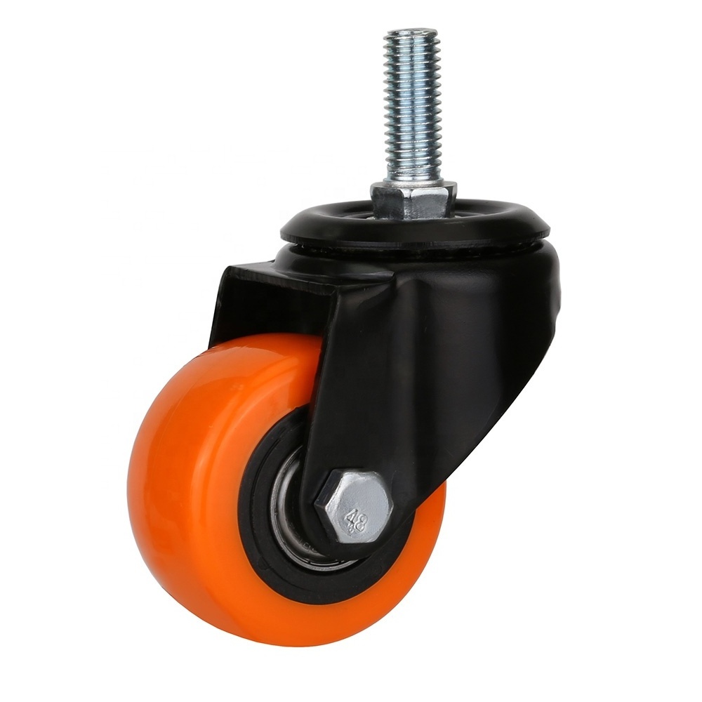 Load 50kg to 90kg 1.5inch to 3inch small scaffold polyurethane orange caster wheel