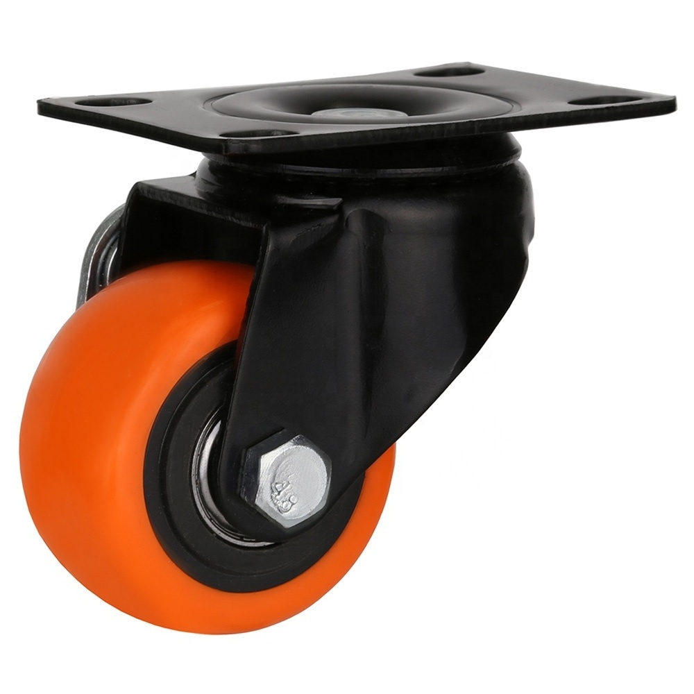 Load 50kg to 90kg 1.5inch to 3inch small scaffold polyurethane orange caster wheel