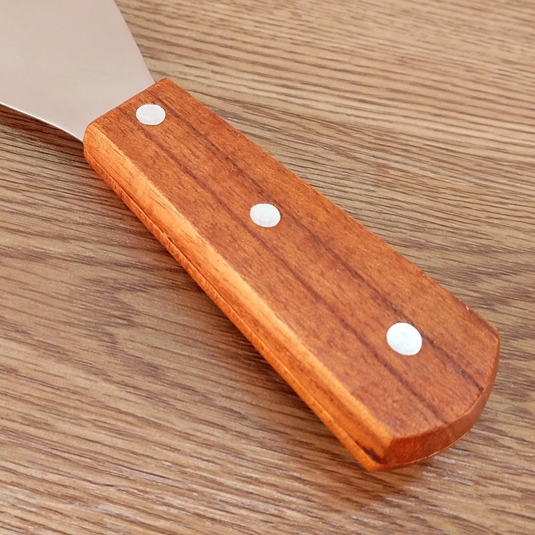 Griddle Steak Spatula Stainless Steel Pizza Pancake Turner and Wooden BBQ Scraper for Griddle BBQ Grill and Flat Top