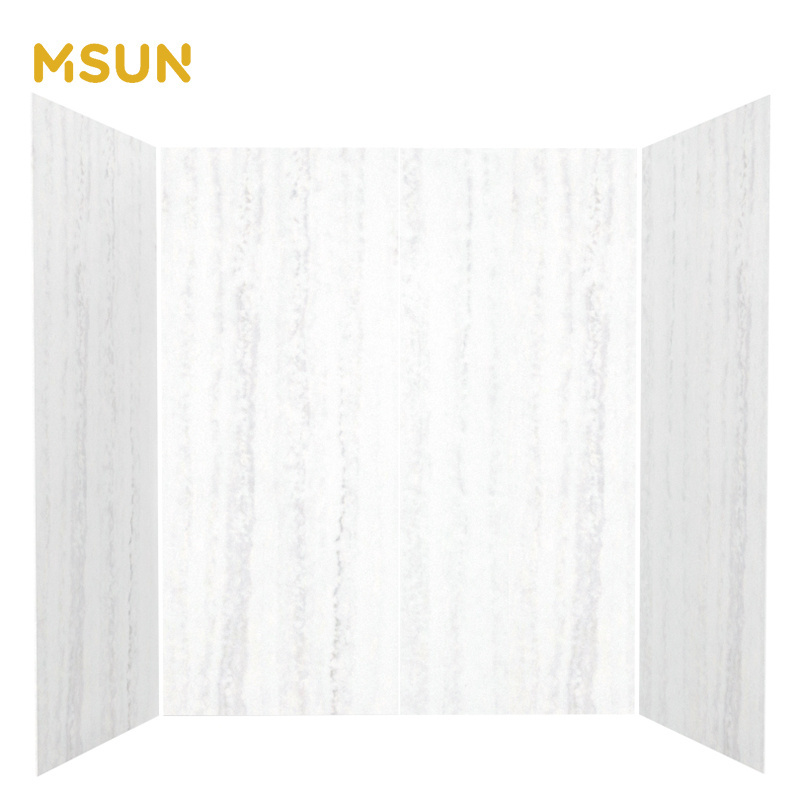 Acrylic White Bathroom Shower Wall Panel Waterproof Solid Surface Shower Panel