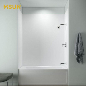 Acrylic White Bathroom Shower Wall Panel Waterproof Solid Surface Shower Panel